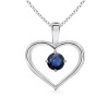 Round Sapphire Heart Pendant in White Gold 14K - Necklaces - $489.99 