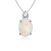 Oval Opal and Diamond Pendant in 14k White Gold - ネックレス - $369.99  ~ ¥41,642