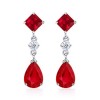 Pear Square Ruby Diamond Dangle Earrings Ruby Earrings - イヤリング - $2,479.99  ~ ¥279,119
