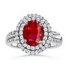 Oval Ruby and Diamond Border Ring in 14k White Gold - Ringe - $8,149.99  ~ 6,999.91€