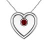 Round Garnet Heart Pendant in 14k White Gold - Necklaces - $439.99 