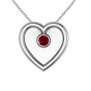 Round Garnet Heart Pendant in 14k White Gold - Naszyjniki - $439.99  ~ 377.90€