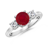 Ruby Engagement Ring Three Stone Peridot Ring - Rings - $1,559.99 