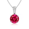 Round Created Ruby Pendant in 10K White Gold - Necklaces - $219.99 