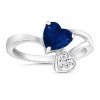 Heart Sapphire and Round Diamond Bypass Ring - Obroči - $1,039.99  ~ 893.23€