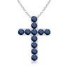 Round Sapphire Cross Pendant in White Gold 14K - Necklaces - $649.99 