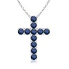 Round Sapphire Cross Pendant in White Gold 14K - Halsketten - $649.99  ~ 558.27€