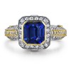 Square Sapphire Diamond Border Ring in Platinum - Rings - $15,140.00 