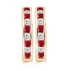 Round Ruby and Diamond Hoop Earrings in 14 k Yellow Gold - イヤリング - $999.99  ~ ¥112,547