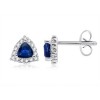 Trillion Sapphire and Diamond Border Earrings - Earrings - $599.99 