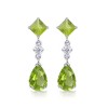Pear Square Peridot Diamond Dangle Earrings - Uhani - $699.99  ~ 601.21€