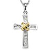 Round Diamond Classic Cross Pendant in 14k White Yellow Gold - Necklaces - $709.99 