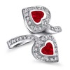 Heart Ruby and Diamond Twin Heart Ring in 14k White Gold - Anelli - $2,739.99  ~ 2,353.34€
