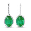 Oval Emerald and Round Diamond Dangle Earrings - Aretes - $2,369.99  ~ 2,035.55€