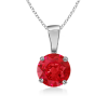 Round Ruby Solitaire Pendant Necklace - Necklaces - $1,519.99 