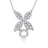 Round Stone and Diamond Petals Pendant Setting in 14k White Gold (5 mm) - Collares - $539.99  ~ 463.79€