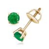 Emerald Earrings Round Emerald Studs 14 k Yellow Gold - Earrings - $439.99 