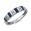 Square Sapphire and Diamond Ring in 14k White Gold - Rings - $959.99 