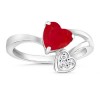 Heart Ruby and Round Diamond Bypass Ring - Pierścionki - $1,179.99  ~ 1,013.48€