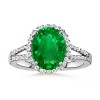 Oval Emerald and Diamond Split Shank Ring in 14K White Gold - Ringe - $10,400.00  ~ 8,932.41€