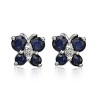 Round Sapphire and Diamond Butterfly Earrings - Earrings - $279.99 