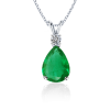 Pear Emerald and Diamond V Bale Pendant in 14k White Gold - ネックレス - $1,469.99  ~ ¥165,445