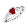 Heart Ruby Three Heart Ring in 14k White Gold - Anelli - $729.99  ~ 626.98€