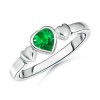 Heart Emerald Three Heart Ring in 14k White Gold - Rings - $779.99 