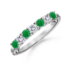 Round Emerald and Diamond Seven Stone Ring - リング - $639.99  ~ ¥72,030