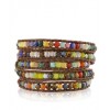 CHAN LUU Multi Stone Wrap Bracelet on Brown Leather - Bracelets - $189.00 