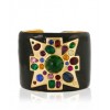 KENNETH JAY LANE Maltese Cross Cuff Bracelet in Black and Gold - Bracelets - $225.00 