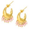 MELINDA MARIA Baby Dome Pod Earrings in Gold with Pink Topaz Bead Clusters - Earrings - $89.00 