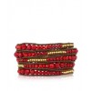 CHAN LUU Large Graduated Red Coral and Gold Vermeil Nugget Wrap Bracelet on Brown Greek Leather - Bracelets - $229.00 