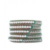 CHAN LUU Grey Pearl Chain Mix Wrap Bracelet on Natural Brown Leather - Bransoletka - $154.00  ~ 132.27€