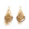 CHAN LUU Blue Lace Agate Mix 4.5" Earrings with Feather on Gold Vermeil Frame - Earrings - $189.00 