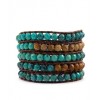 CHAN LUU Large Mixed Turquoise Wrap Bracelet on Brown Leather - ブレスレット - $319.00  ~ ¥35,903