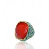 KENNETH JAY LANE Antique Gold and Turquoise Ring with Large Ruby Center - Anelli - $195.00  ~ 167.48€