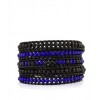 CHAN LUU Lapis Mix Wrap Bracelet on Black Leather - Bracelets - $189.00 