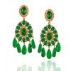 KENNETH JAY LANE 22 Karat Gold Plated Emerald Drop Clip Earrings - Earrings - $210.00 