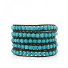 CHAN LUU Large Semi Precious Faceted Turquoise Wrap Bracelet on Brown Leather - Bracelets - $319.00 