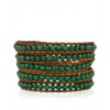 CHAN LUU Custom Smooth Round Malachite Wrap Bracelet on Natural Brown Leather - Bracelets - $189.00 