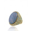 KENNETH JAY LANE Gold with Crystals and Aqua Blue Opal Center Ring - Pierścionki - $129.00  ~ 110.80€