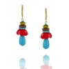 JOLI JEWELRY Vintage Bead Red and Blue Flower Cup Dangle Earrings - Earrings - $36.00 