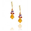 JOLI JEWELRY Vintage Amber Crystal Deco Dangle Earrings - Uhani - $36.00  ~ 30.92€