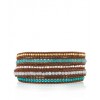 CHAN LUU Aqua Jade and Turquoise Mix Wrap Bracelet on Natural Brown Greek Leather - Braccioletti - $209.00  ~ 179.51€