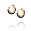 VIV & INGRID Small Gold and Onyx Hoop Earrings - イヤリング - $94.00  ~ ¥10,580