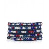 CHAN LUU Red White and Blue Jade Mix Wrap Bracelet on Dark Blue Leather - ブレスレット - $198.00  ~ ¥22,285