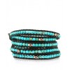 CHAN LUU Mens Turquoise Wrap Bracelet with Sterling Silver Skulls on Black Leather - Braccioletti - $269.00  ~ 231.04€