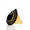 KENNETH JAY LANE Black Cabachons Teardrop Center Ring In Gold - Rings - $130.00 