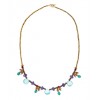 JOLI JEWELRY Sea Blue Teardrop and Crystal Mix Beaded Vintage Brass Necklace - Necklaces - $109.00  ~ £82.84